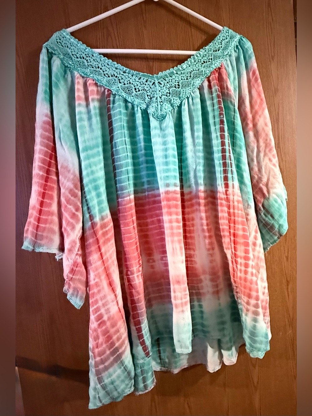Velzera Blouse Womenโs 3X Plus Size Bohemian Tie-Die